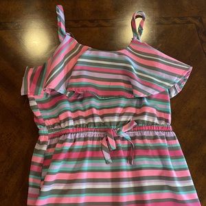 Girls multicolored striped dress.
